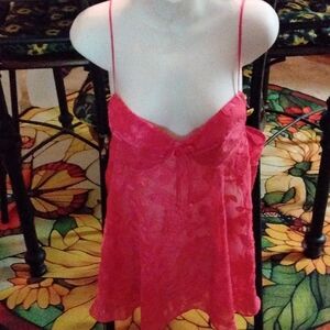 Thin Strap Nighty W/Matching Panties Bright Pink X-Large